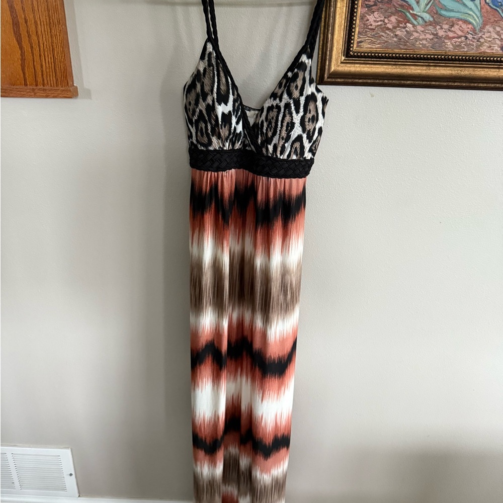 Arden B Black and Brown Patterned Maxi Dress